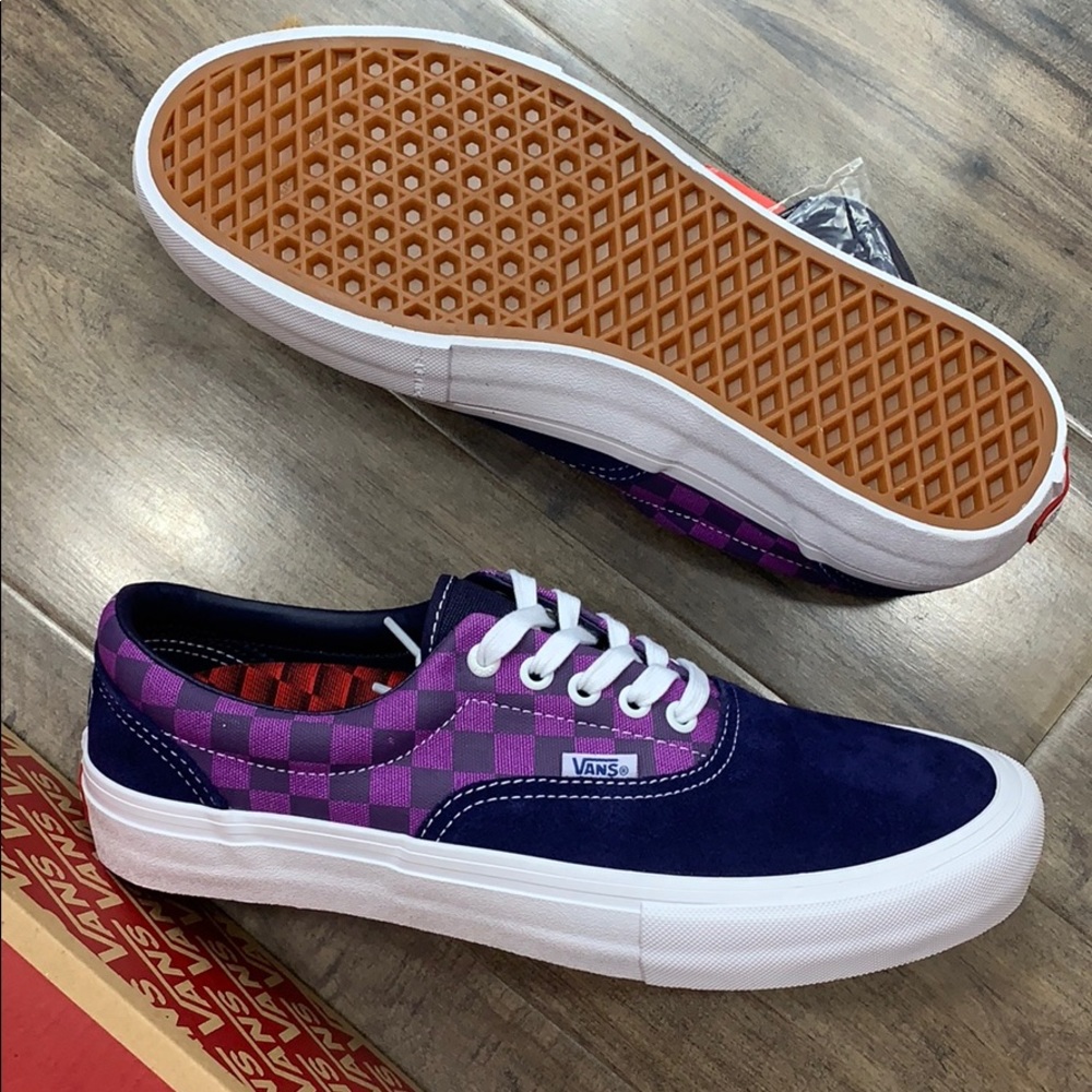 VANS ERA PRO BAKER KADER/Purple Checkerboard Men’s - Picture 4 of 16
